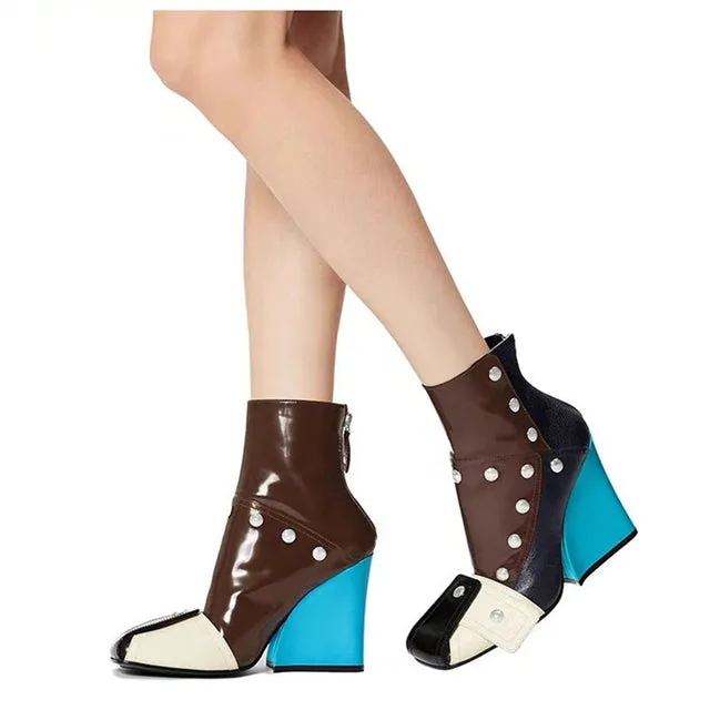 Spring Design Black Shoes Women Zipper Genuine Leather Boots