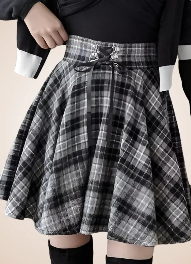 Steampunk Plaid Skater Skirt