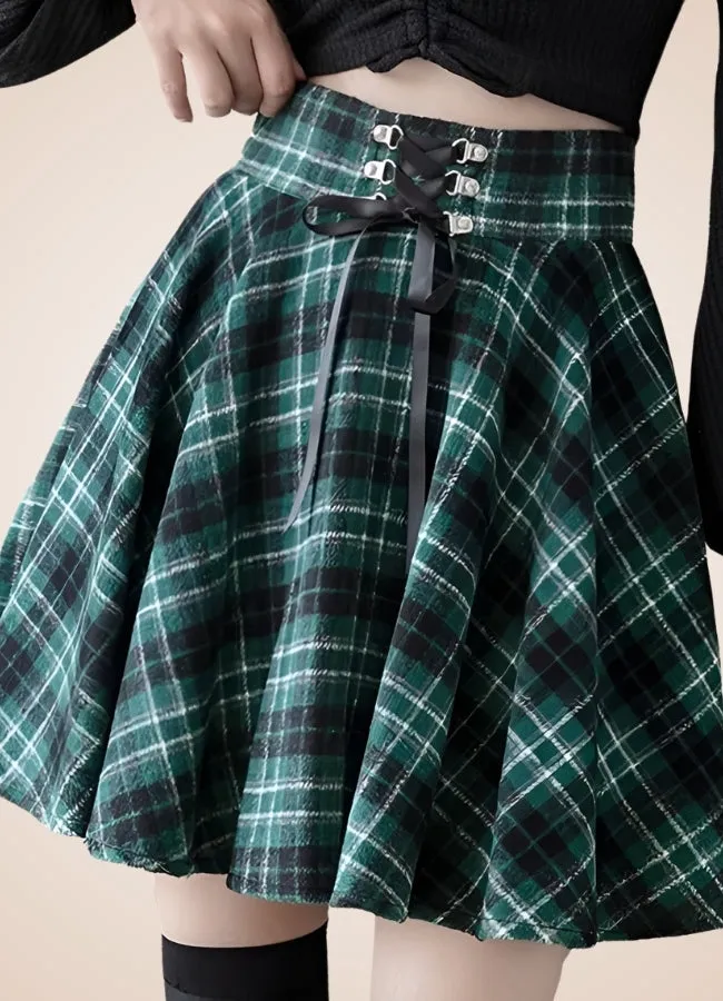 Steampunk Plaid Skater Skirt