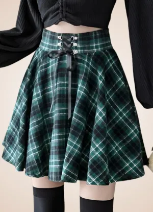 Steampunk Plaid Skater Skirt