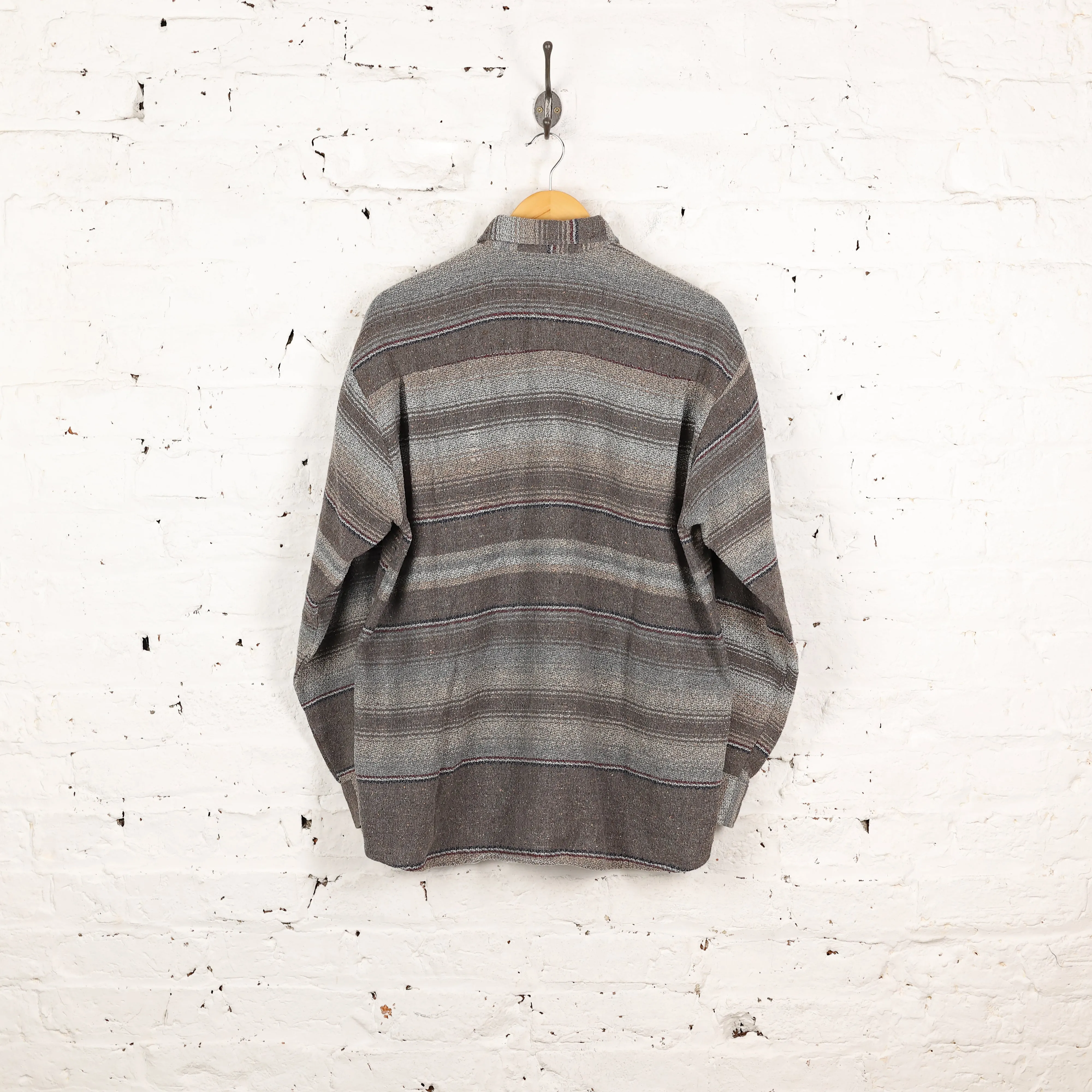 Striped Flannel Shirt - Grey - M