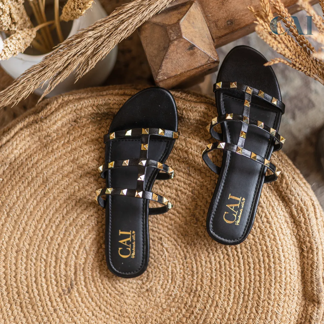 Studded Slide Black Sandals