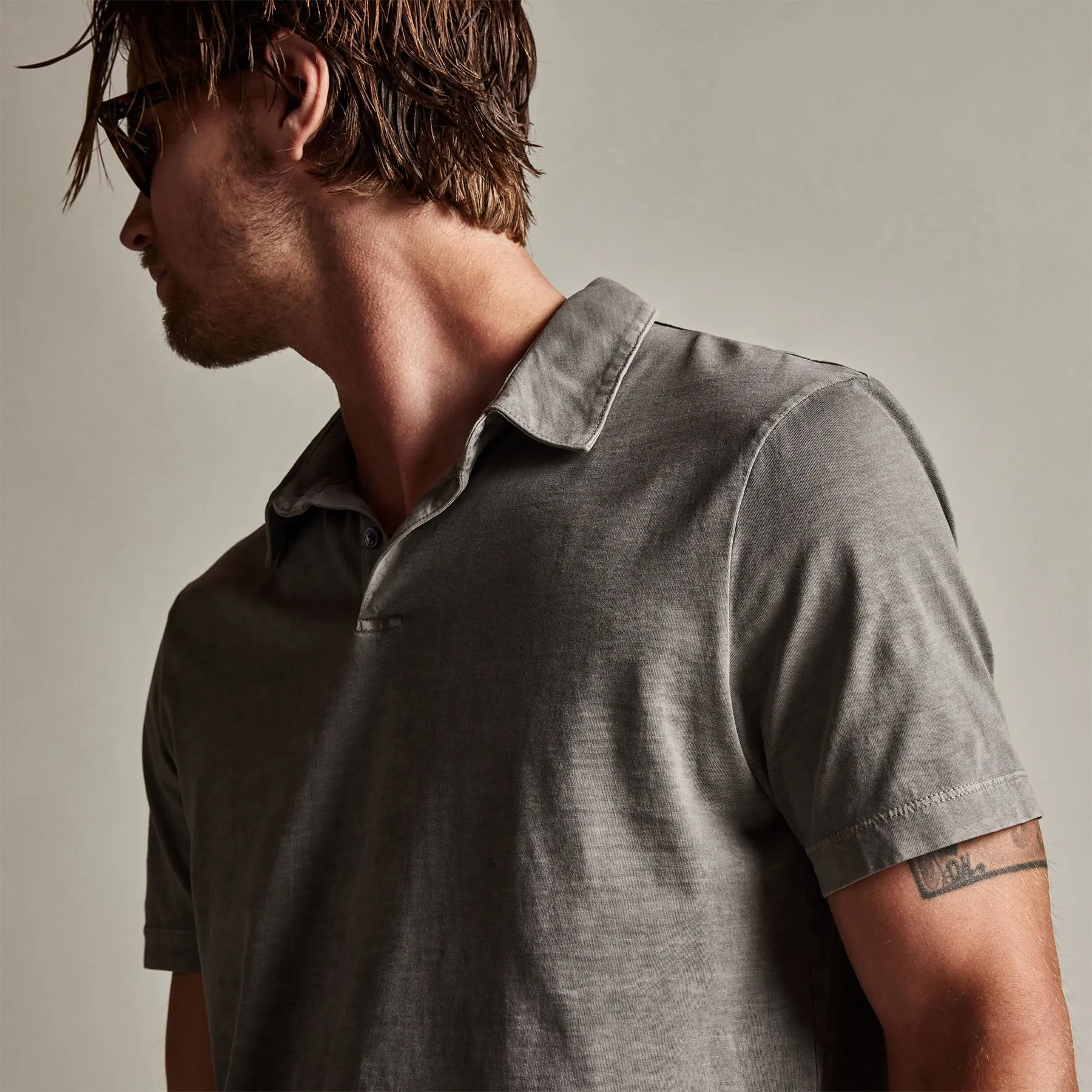 Sueded Jersey Polo - Burro Pigment