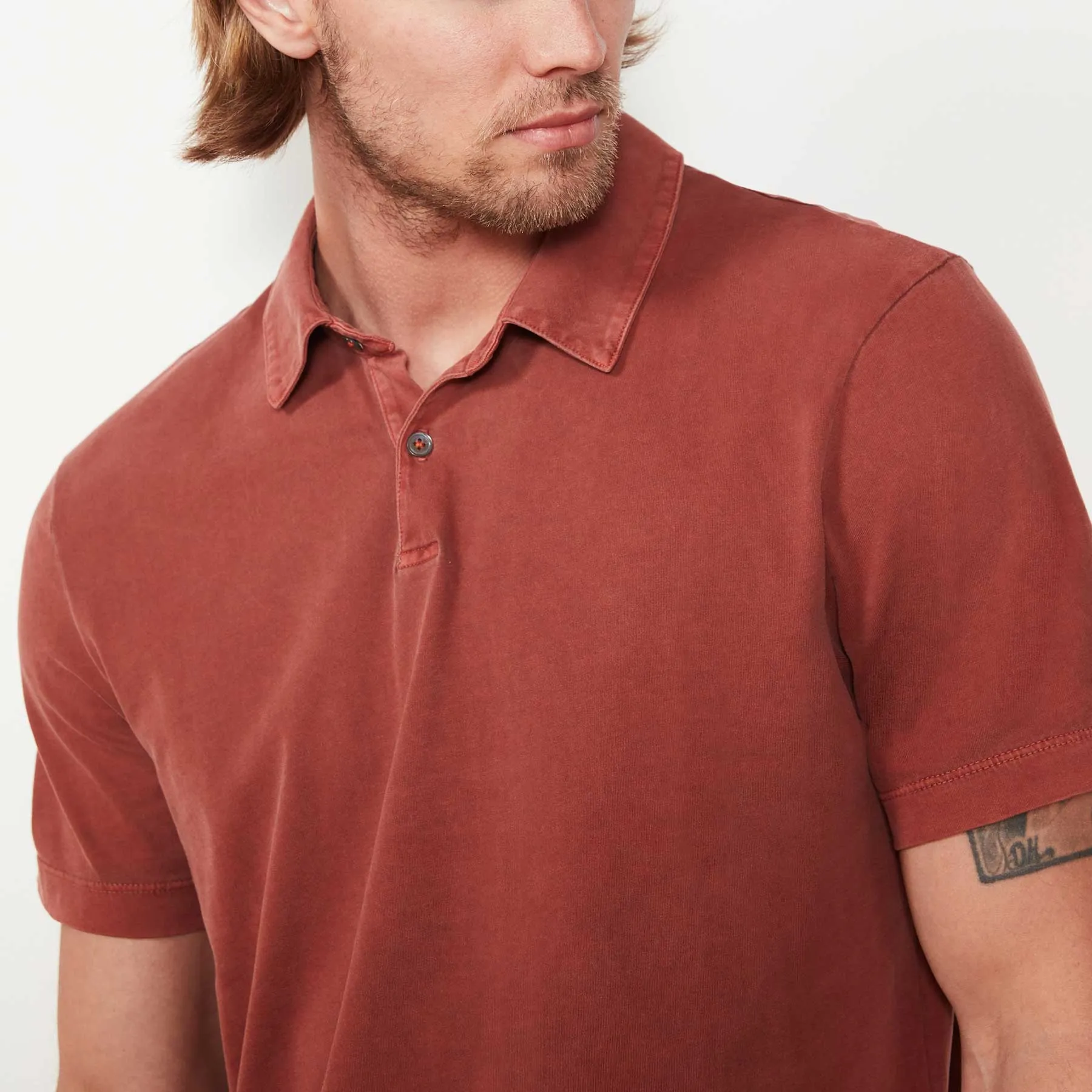 Sueded Jersey Polo - Ember Pigment