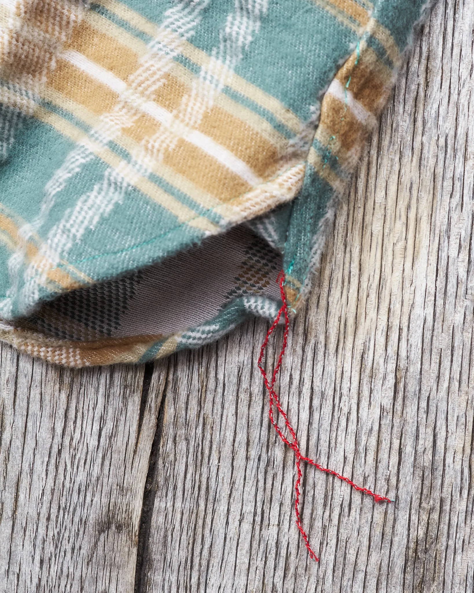 Sugar Cane & Co Fancy Twill Double Weave Flannel Shirt Green