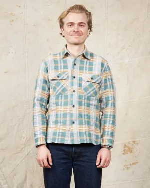 Sugar Cane & Co Fancy Twill Double Weave Flannel Shirt Green