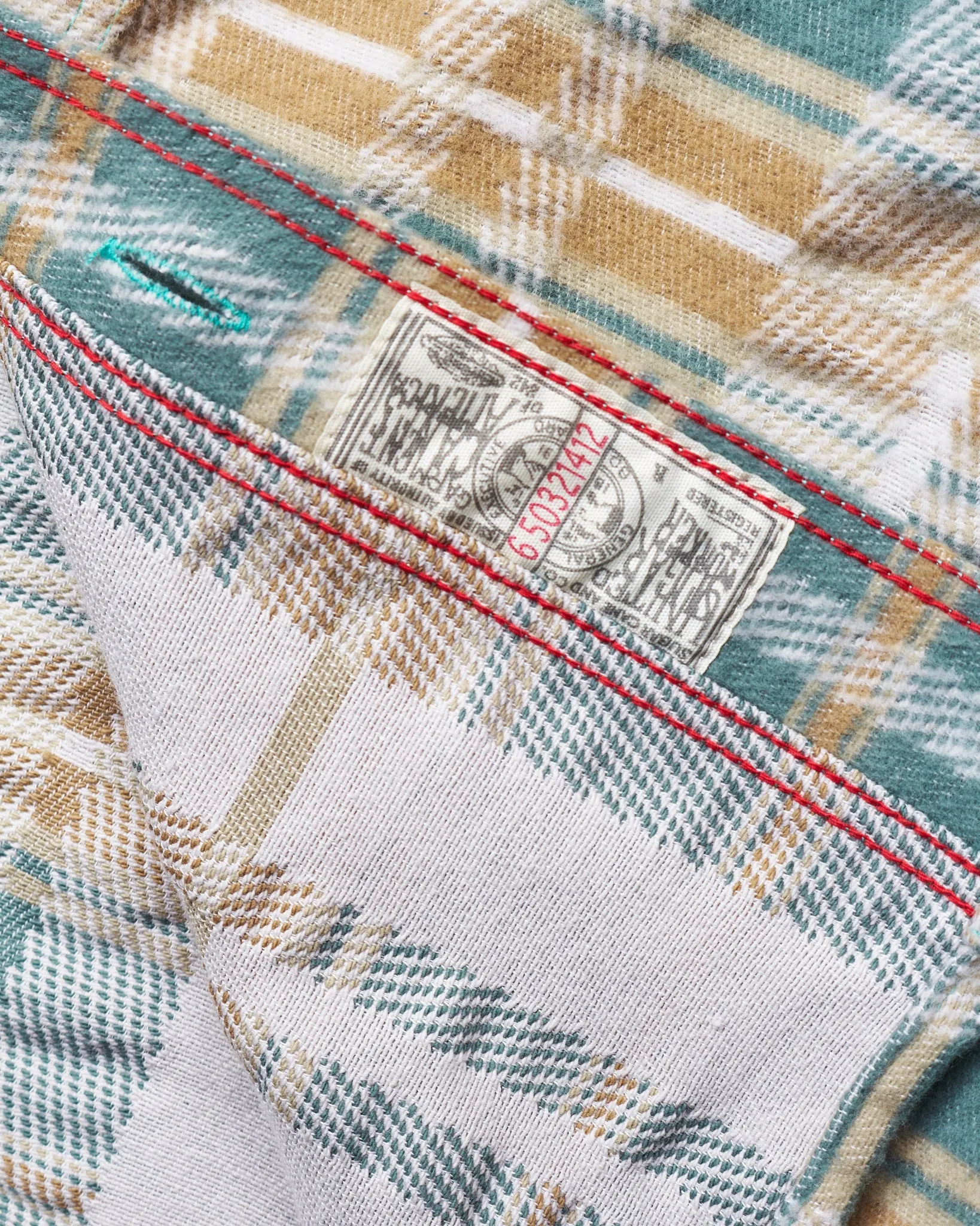 Sugar Cane & Co Fancy Twill Double Weave Flannel Shirt Green