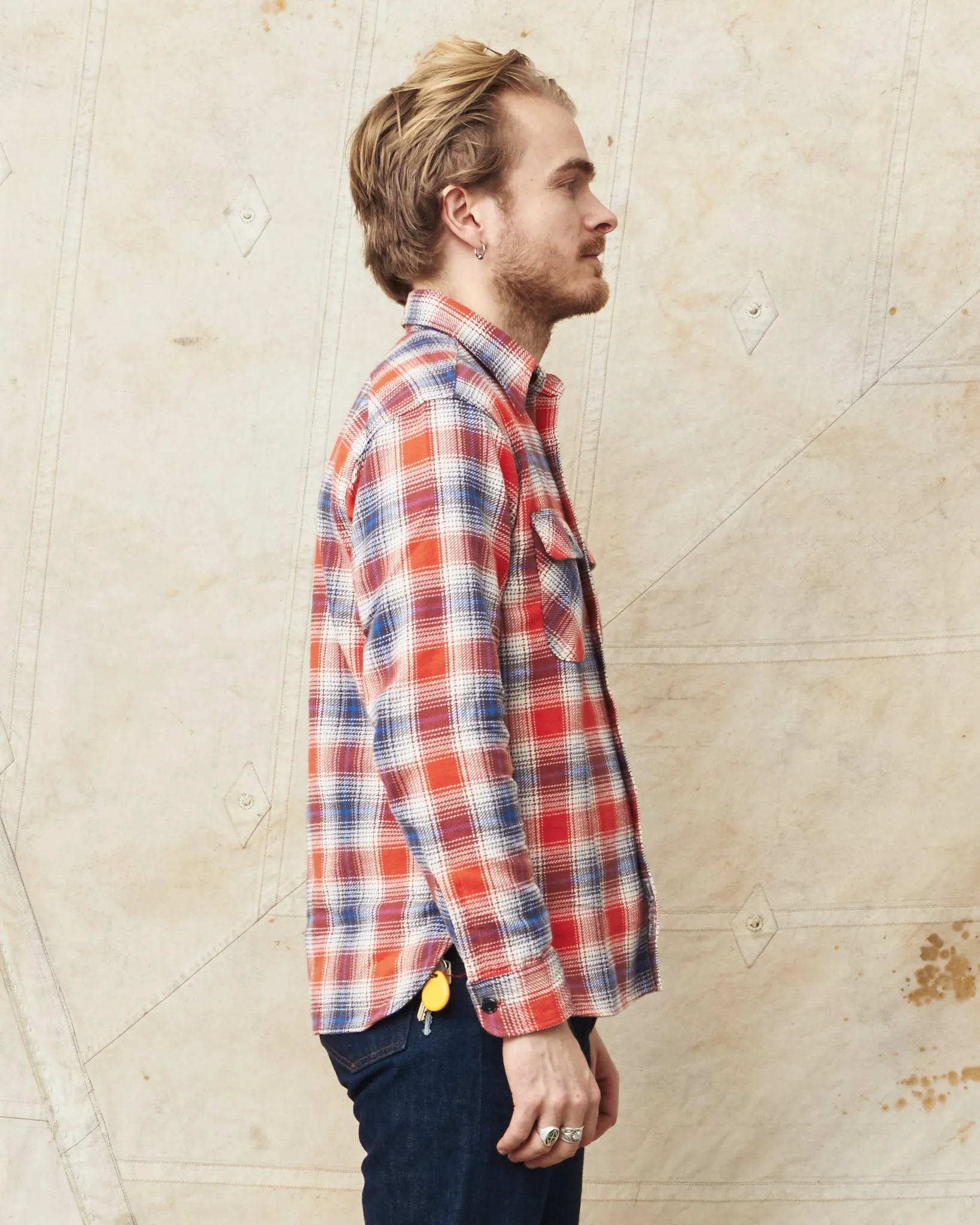 Sugar Cane & Co Fiction Romance Twill Check Work Shirt Red SC29365