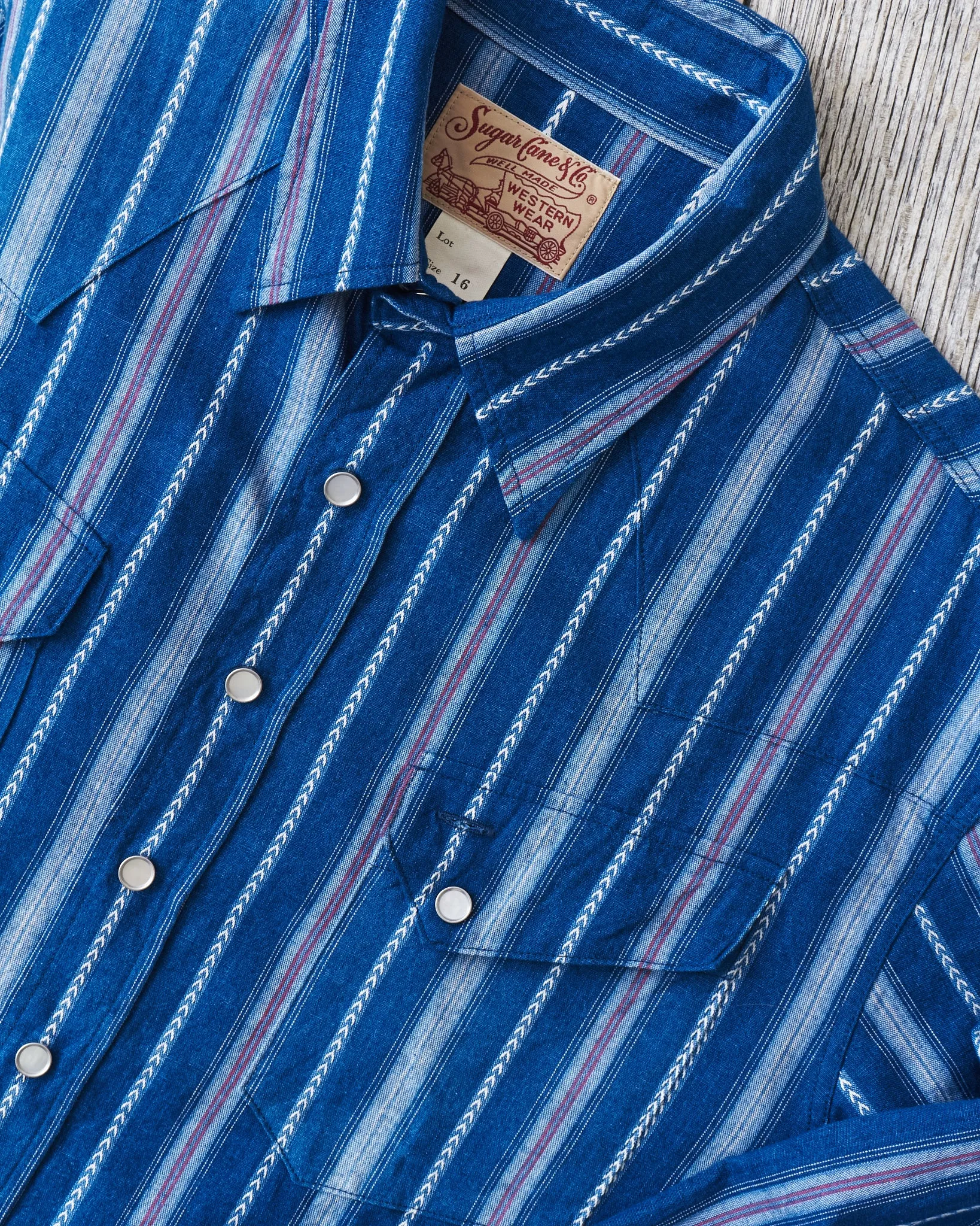 Sugar Cane & Co. Indigo Stripe Western Shirt SC29246
