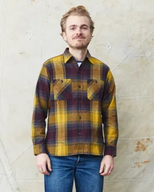Sugar Cane & Co Twill Check Work Shirt Yellow SC29152
