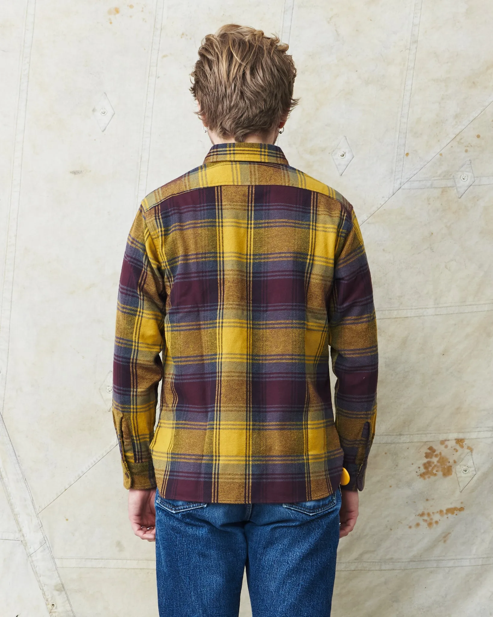 Sugar Cane & Co Twill Check Work Shirt Yellow SC29152
