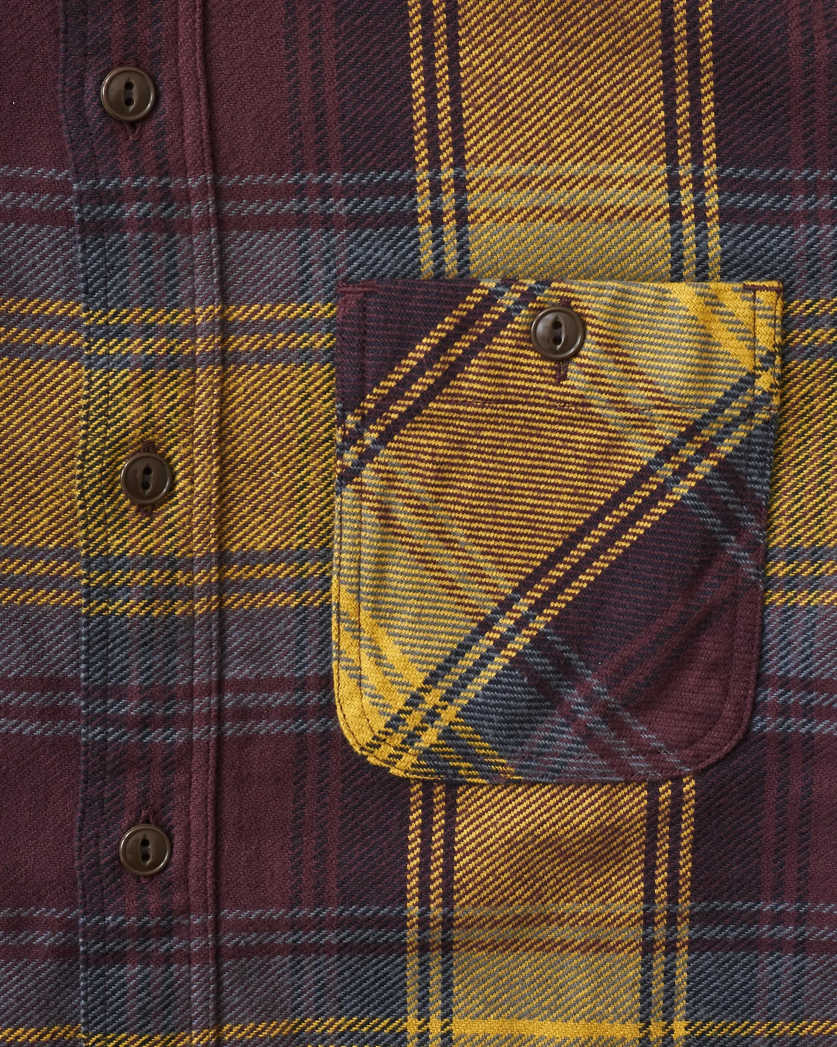 Sugar Cane & Co Twill Check Work Shirt Yellow SC29152