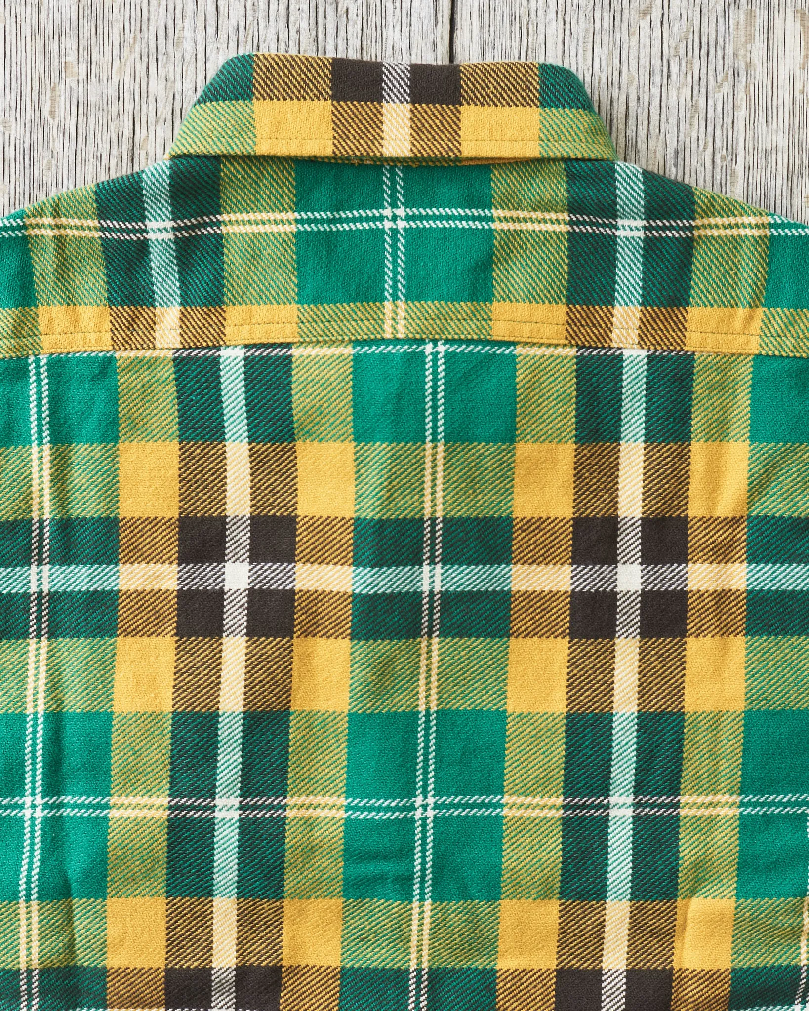 Sugar Cane & Co Twill Plaid Flannel Work Shirt Green SC29364
