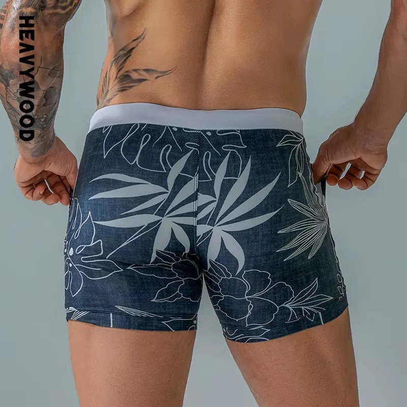 Summer Men'S Beach Swimming Trunks Drawstring Elastic Waist Swimsuit Shorts Man plus Size Quick Drying Swimwear Shorts