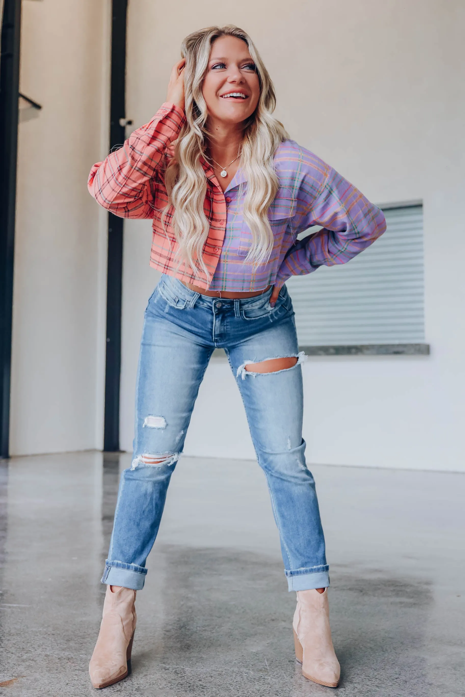 Summers End Cropped Flannel Shirt