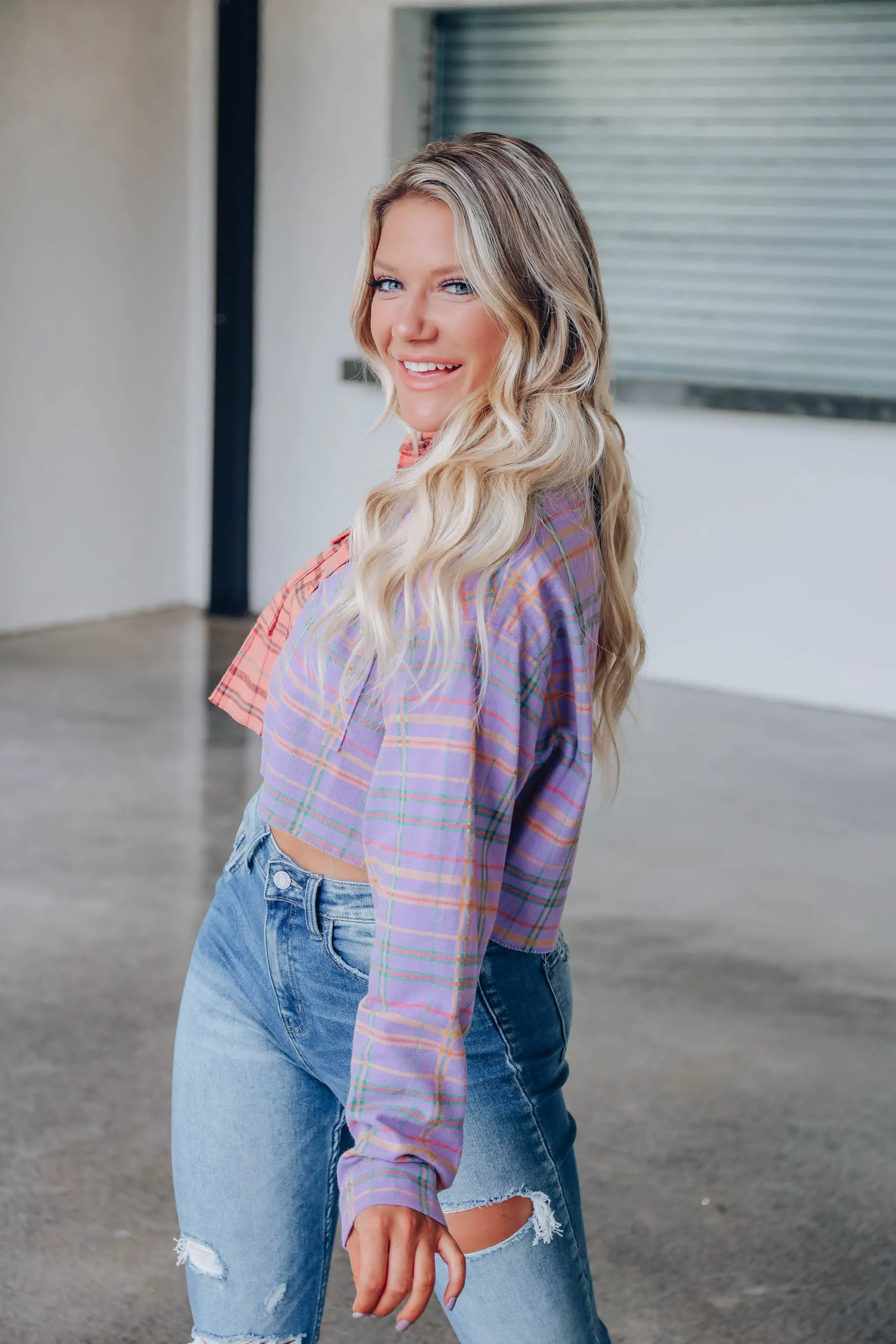 Summers End Cropped Flannel Shirt