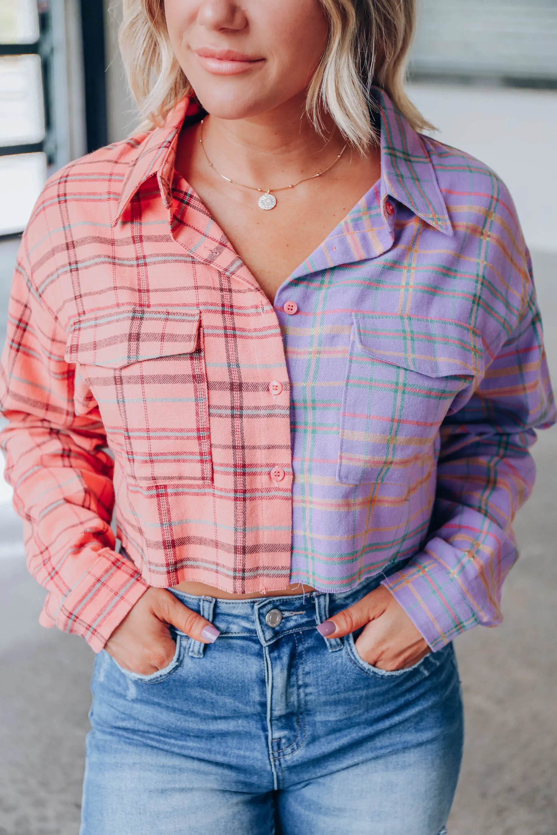 Summers End Cropped Flannel Shirt