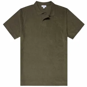 Sunspel Towelling Polo Shirt Hunter Green