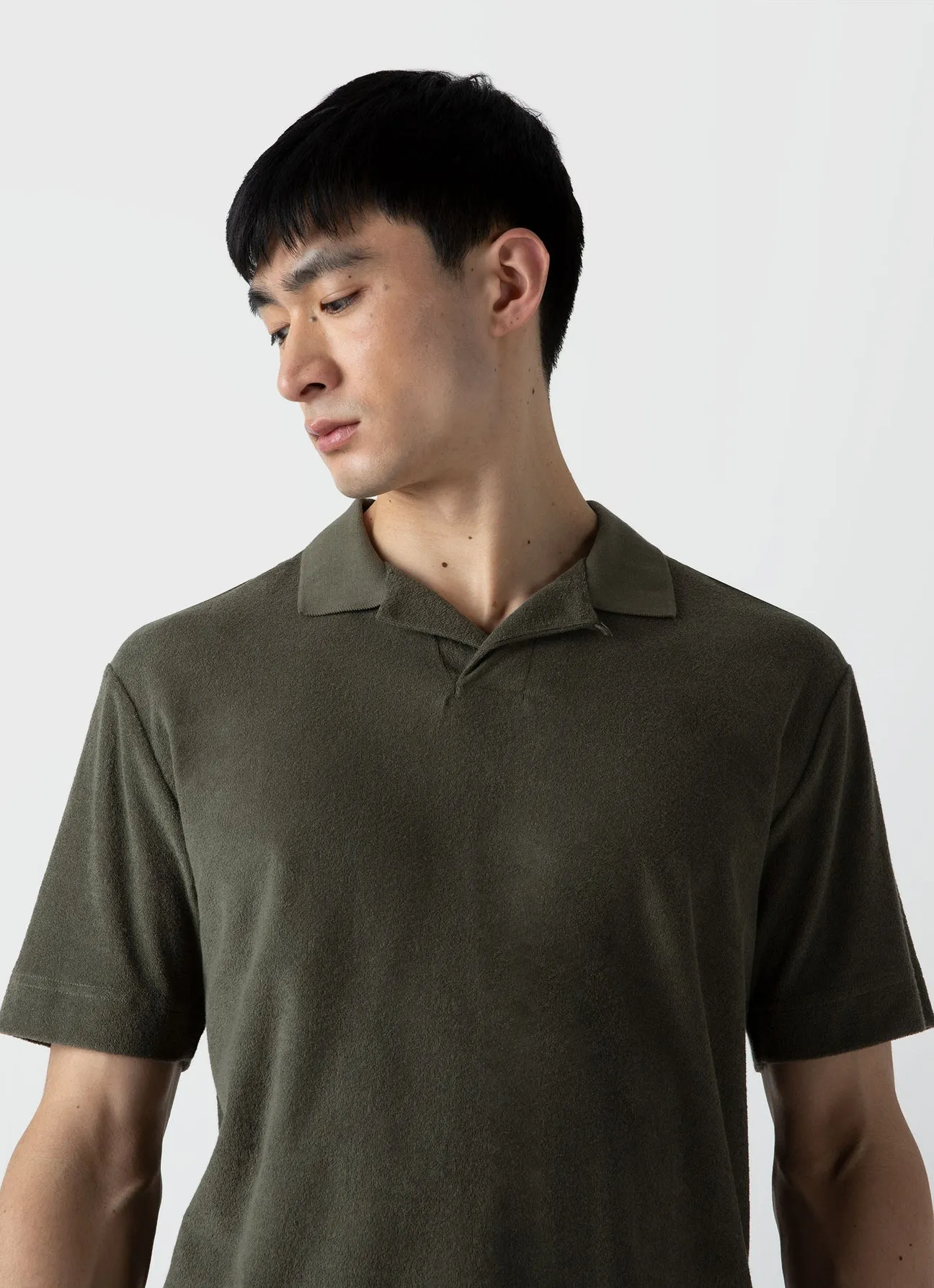 Sunspel Towelling Polo Shirt Hunter Green