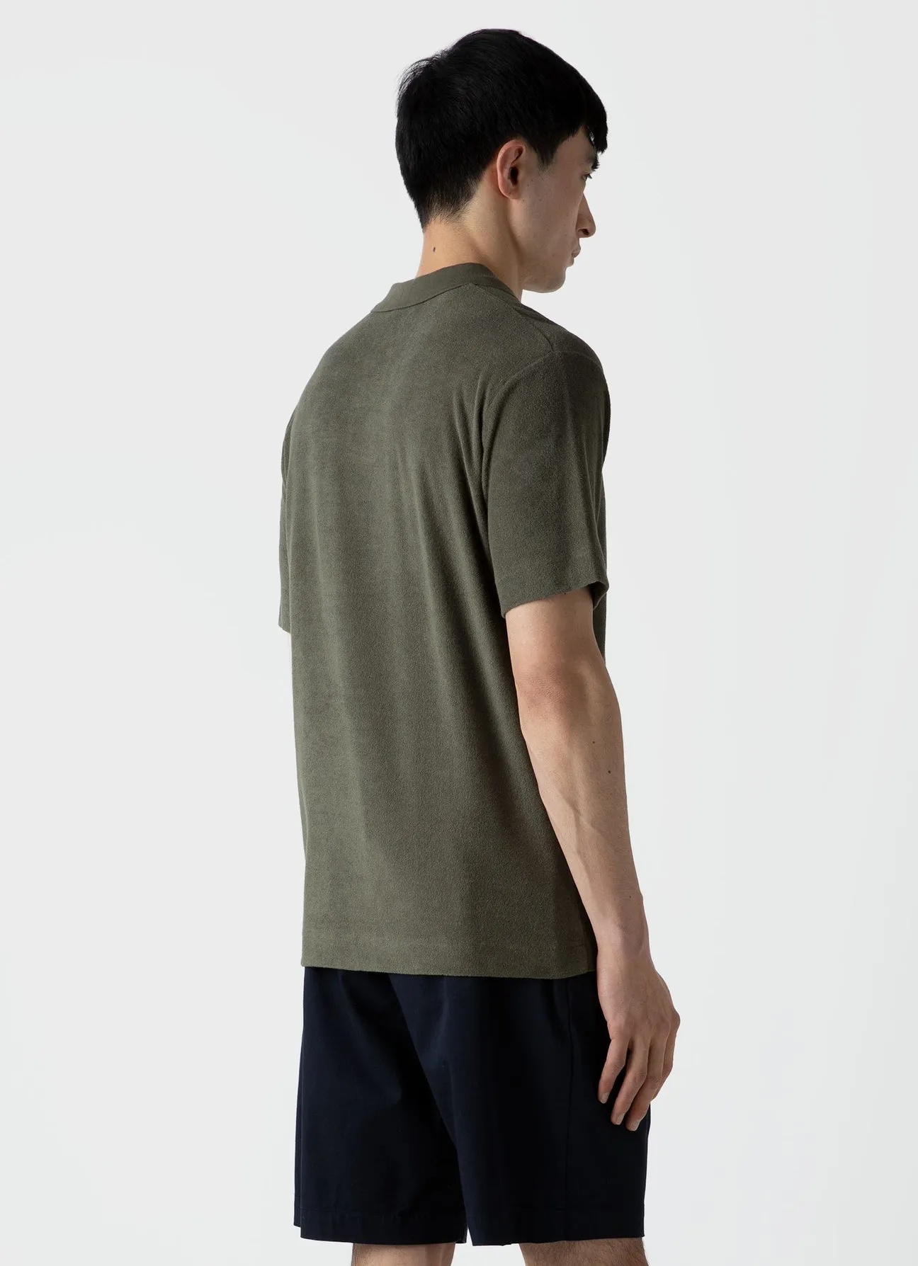 Sunspel Towelling Polo Shirt Hunter Green