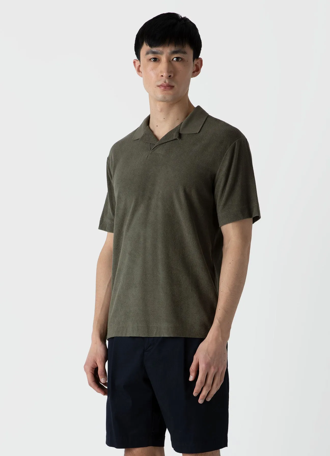 Sunspel Towelling Polo Shirt Hunter Green