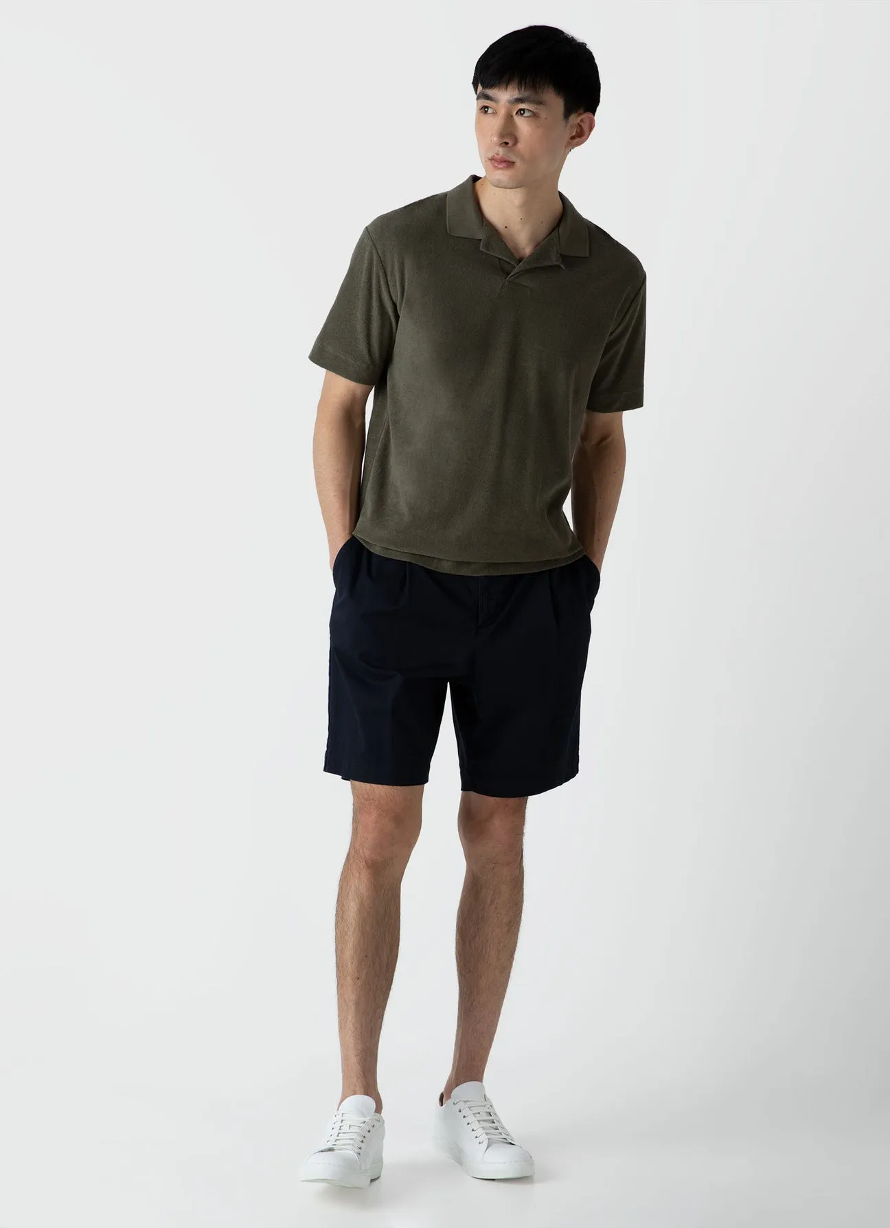 Sunspel Towelling Polo Shirt Hunter Green