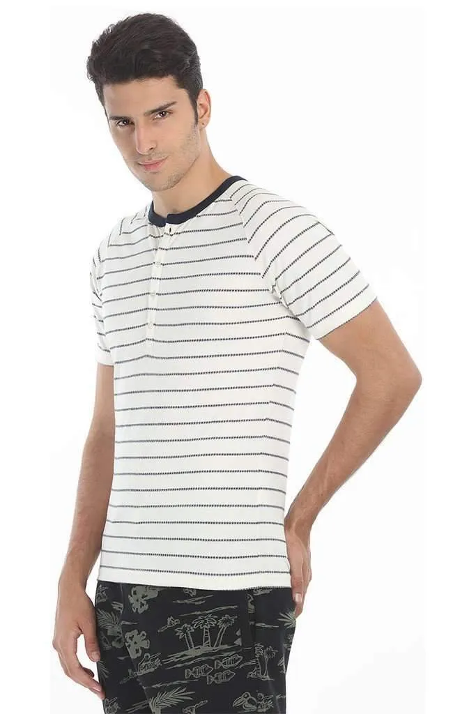 Super Soft Printed Short Sleeve Henley