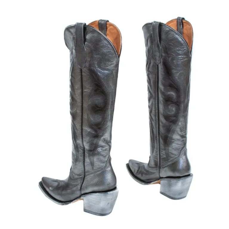 TANNER MARK WOMEN’S Twilight Burnished Gray Fashion Heel Knee High Cowgirl Boots