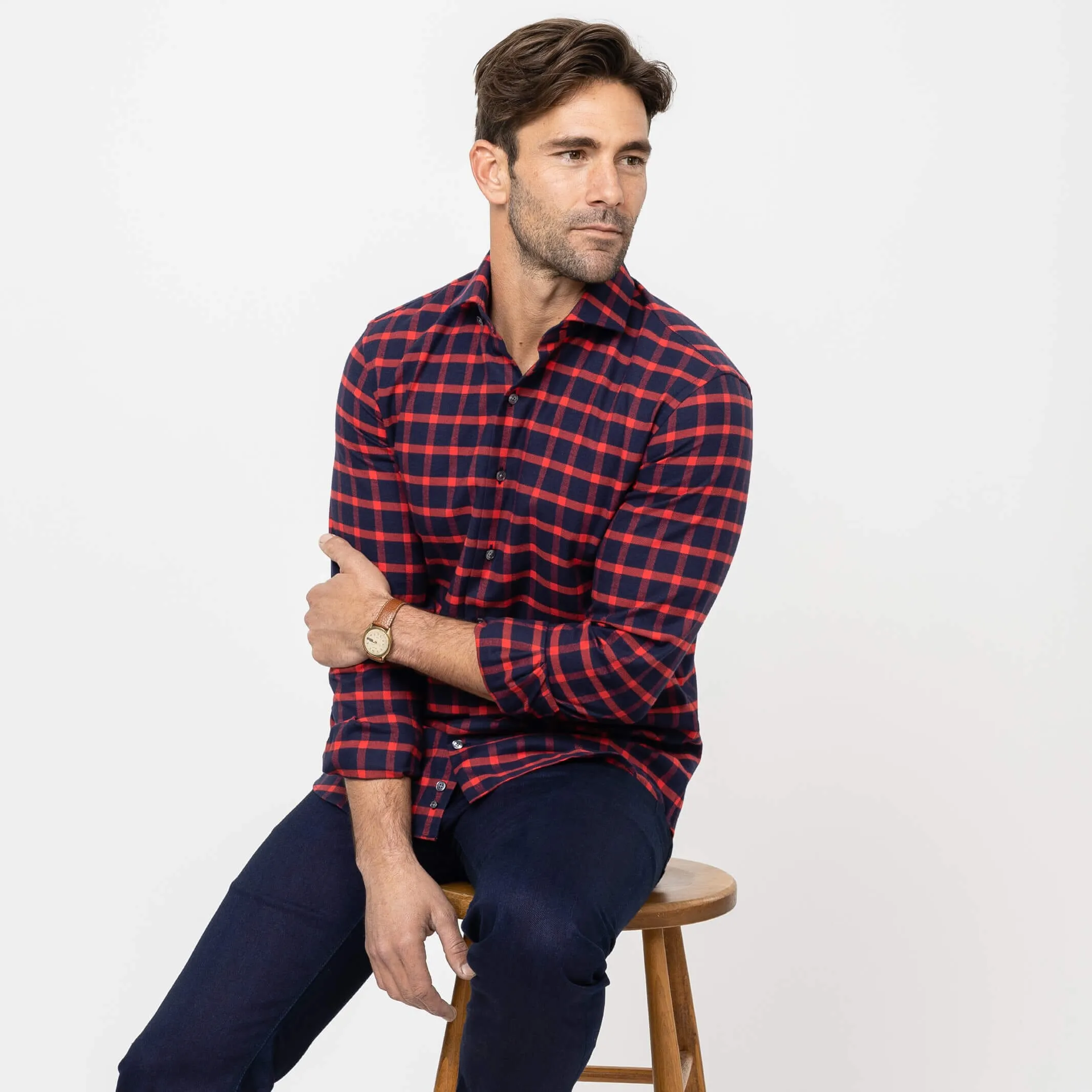 The Red Norwich Brushed Twill Custom Shirt