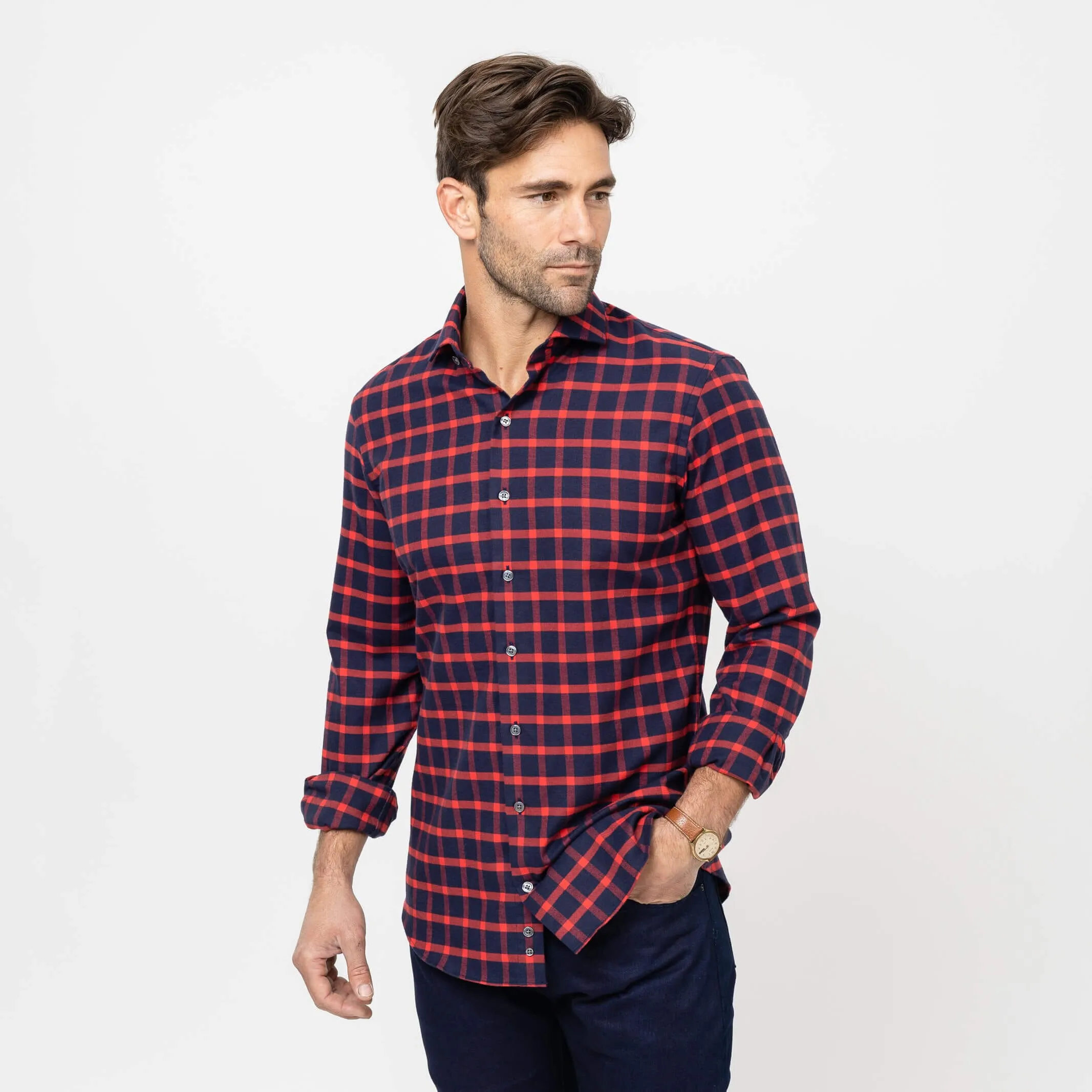 The Red Norwich Brushed Twill Custom Shirt