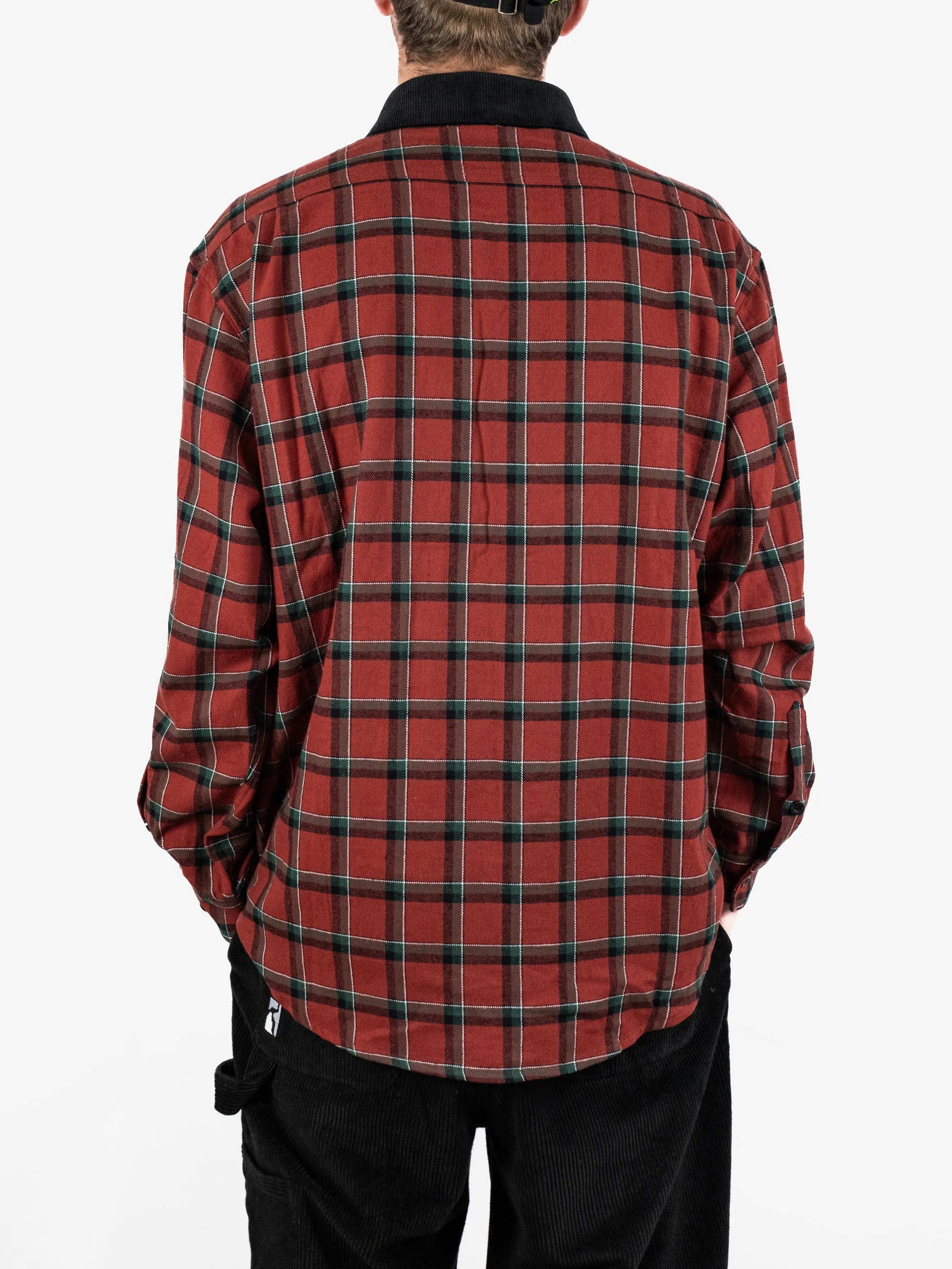 Theories of Atlantis - Cascadia Cord Collar Flannel Shirt - Brick Red - Xl Last