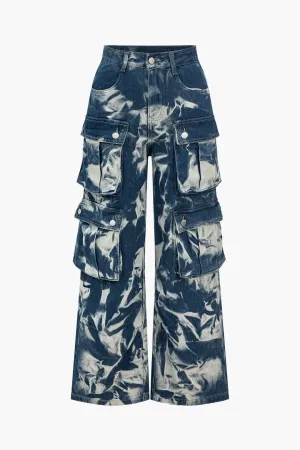 Tie Dye Loose Fit Cargo Jeans