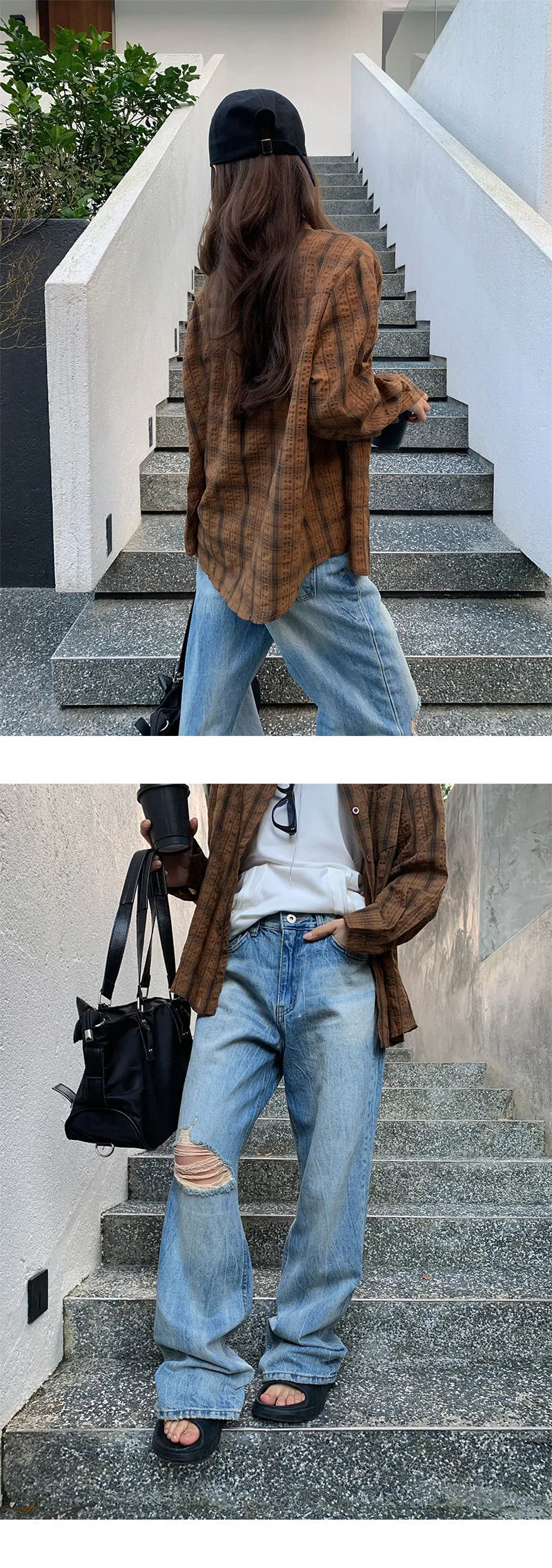 Tie-dyed striped jeans