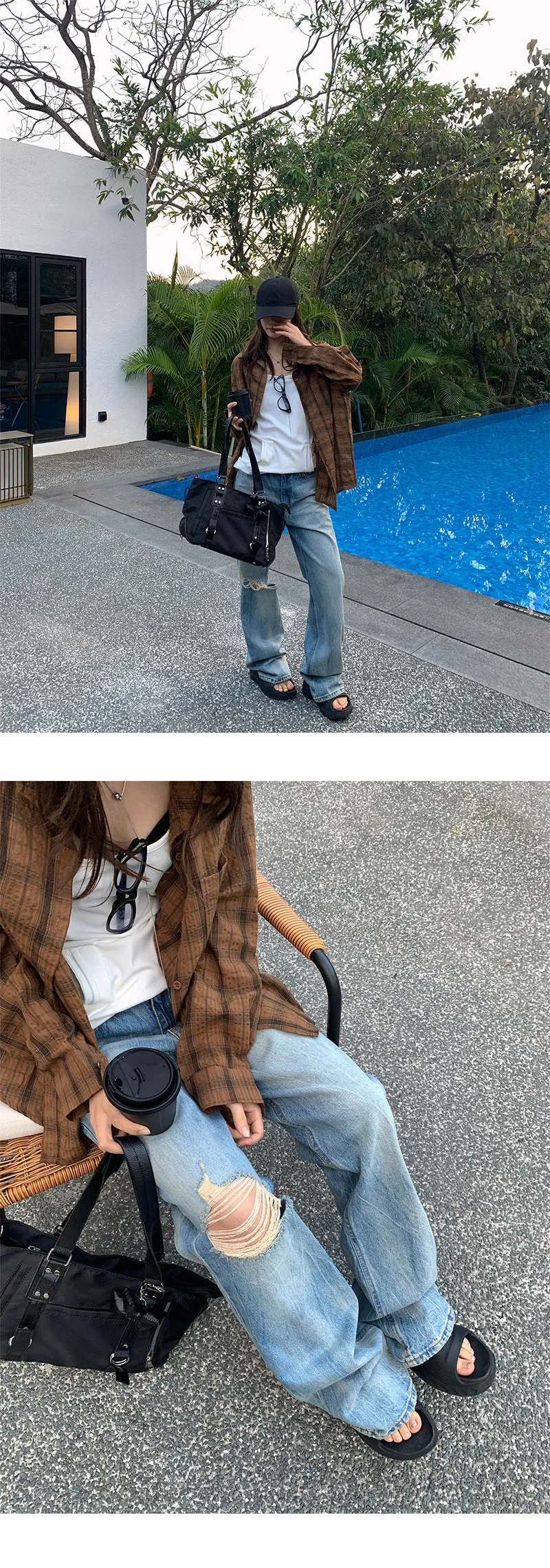 Tie-dyed striped jeans
