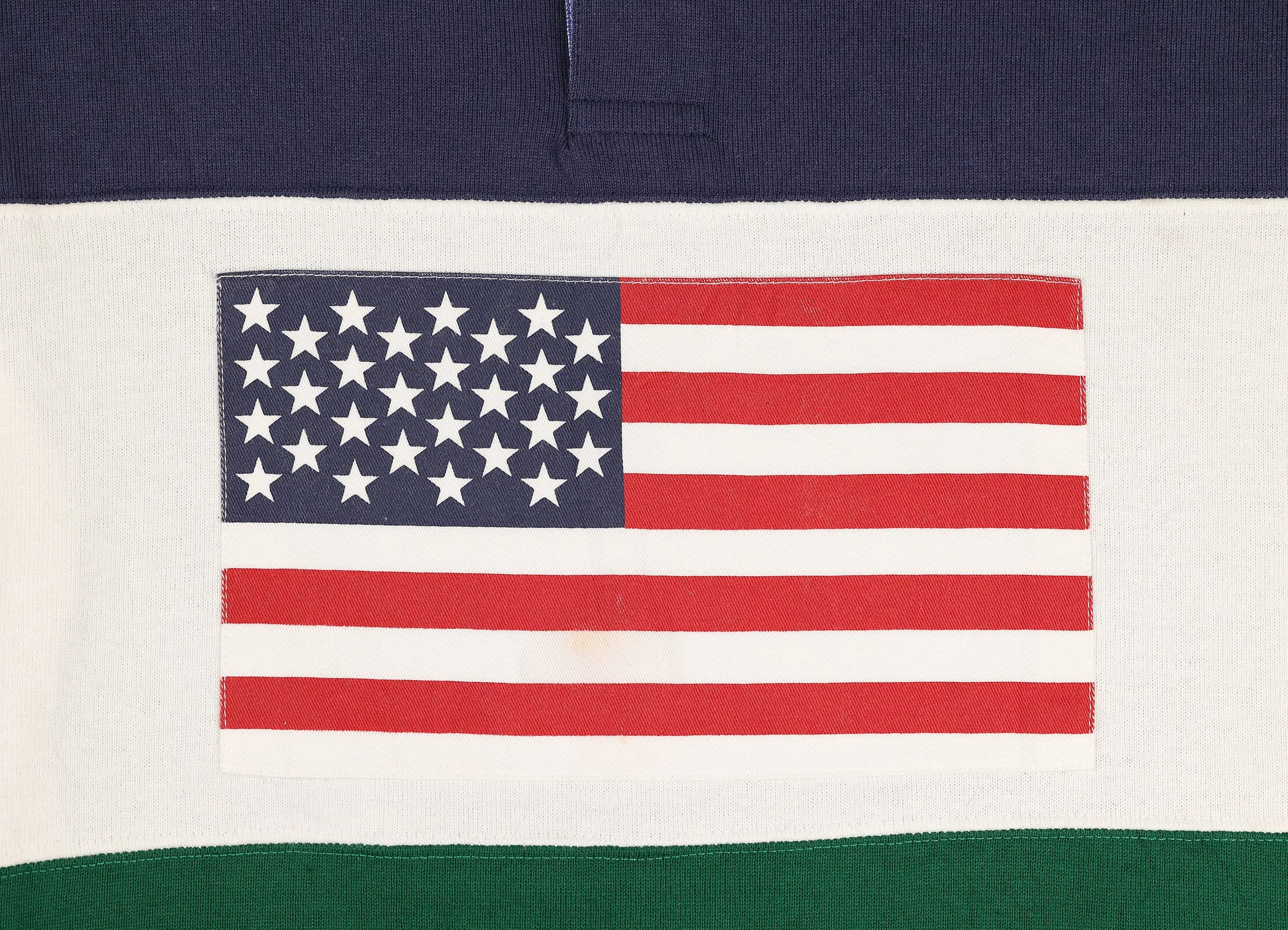 Tommy Hilfiger American Flag Rugby Polo Shirt - Blue/Green - Women's M
