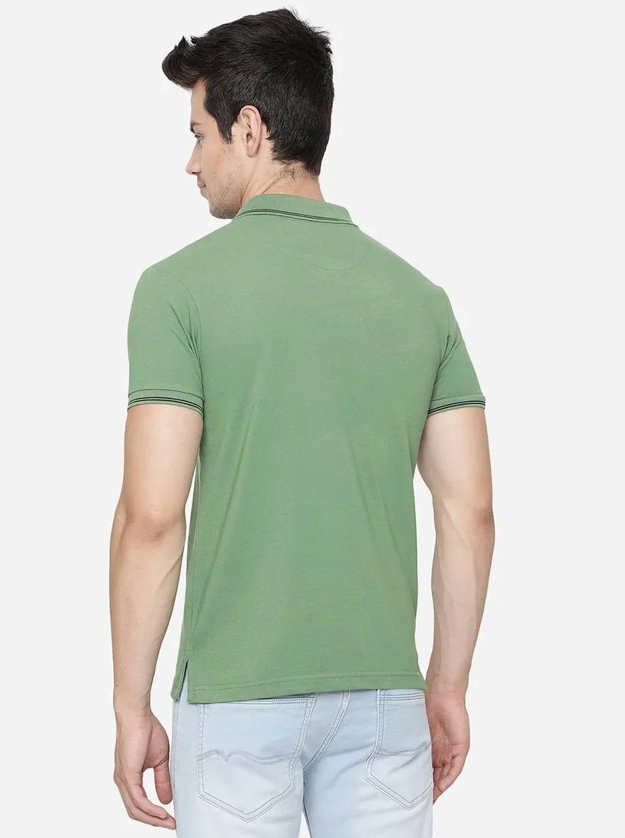 Turf Green Solid Slim Fit Polo T-Shirt | Greenfibre