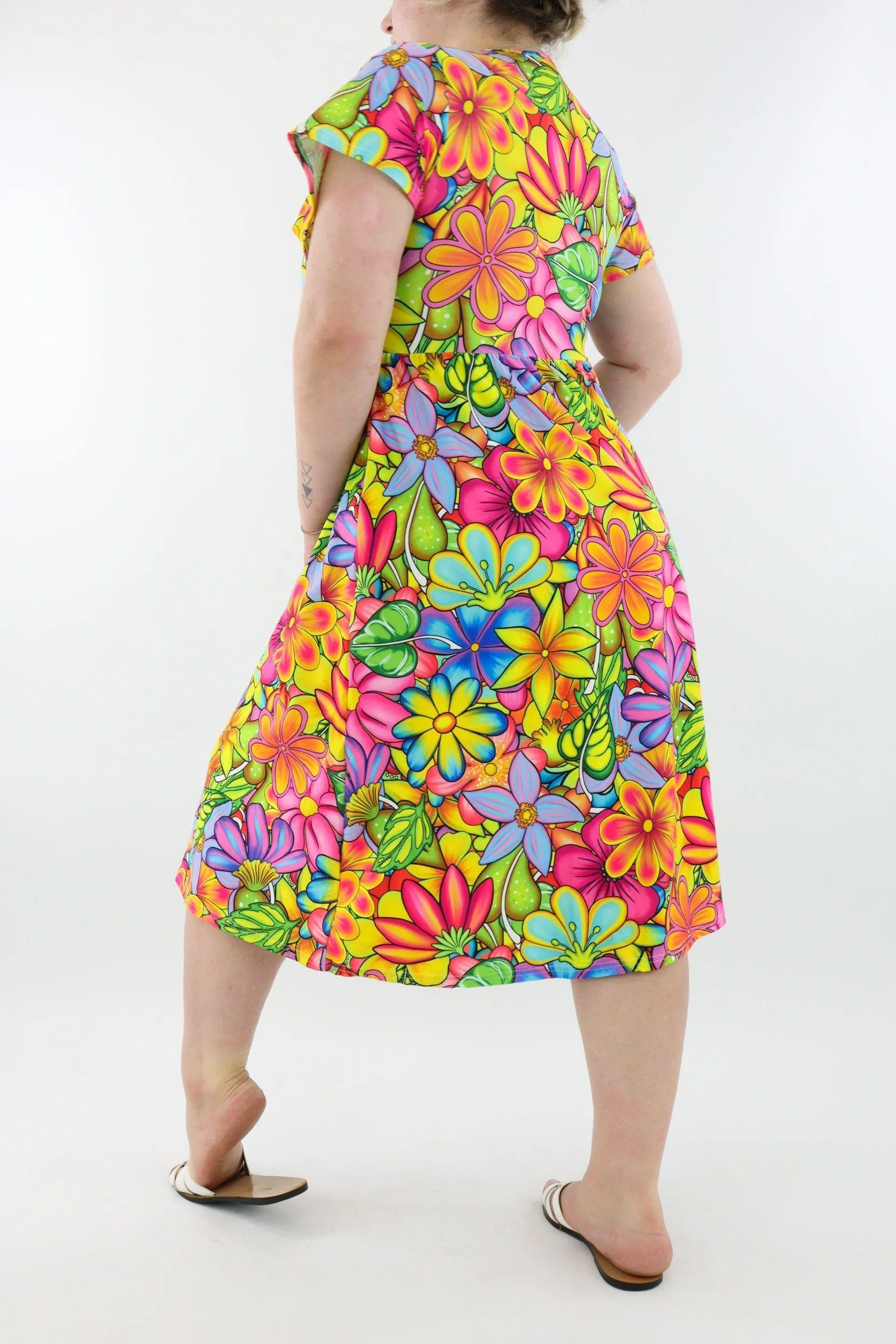 Tutti Frutti Flower - A-Line Dress - Midi Length - Side Pockets