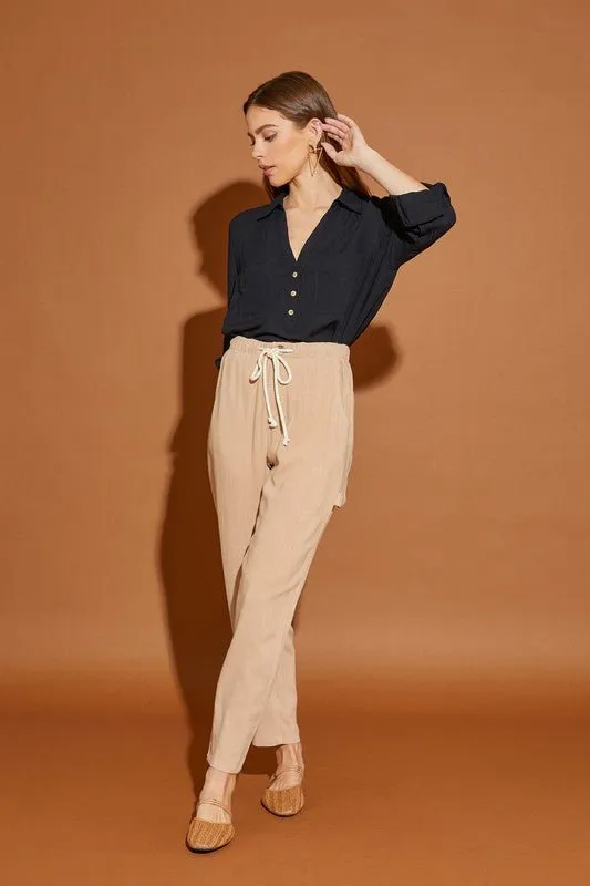 V Neck Button Down Shirt