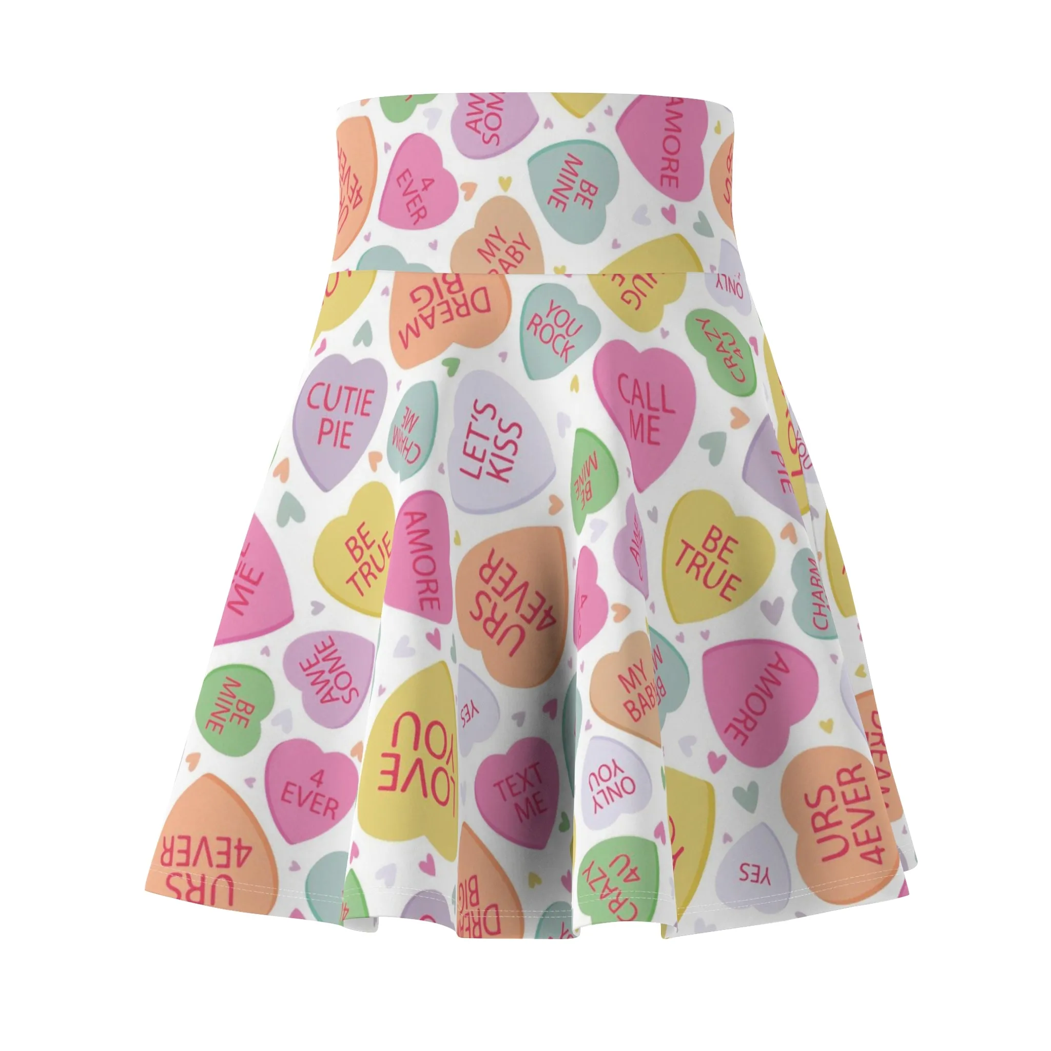 Valentines Heart Candy Womens Skater Flare Short Skirt - Saiko Studio
