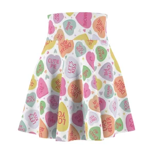 Valentines Heart Candy Womens Skater Flare Short Skirt - Saiko Studio