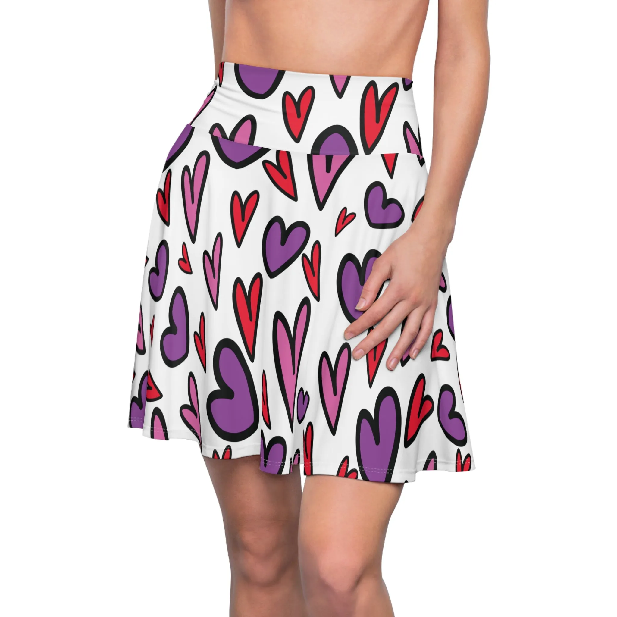 Valentines Heart Womens Skater Skirt - Saiko Studio