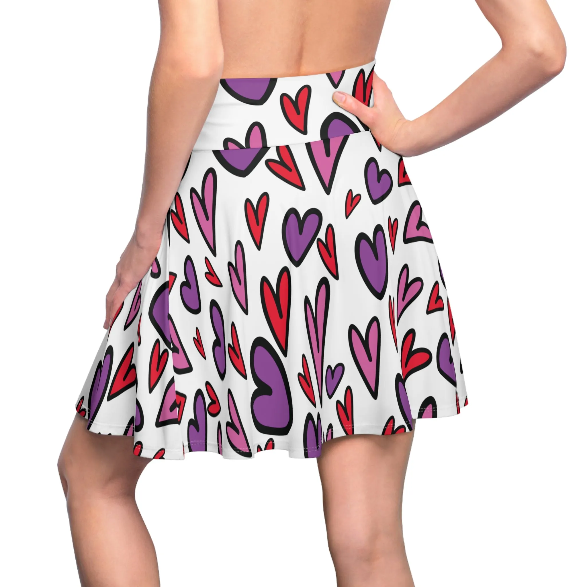 Valentines Heart Womens Skater Skirt - Saiko Studio