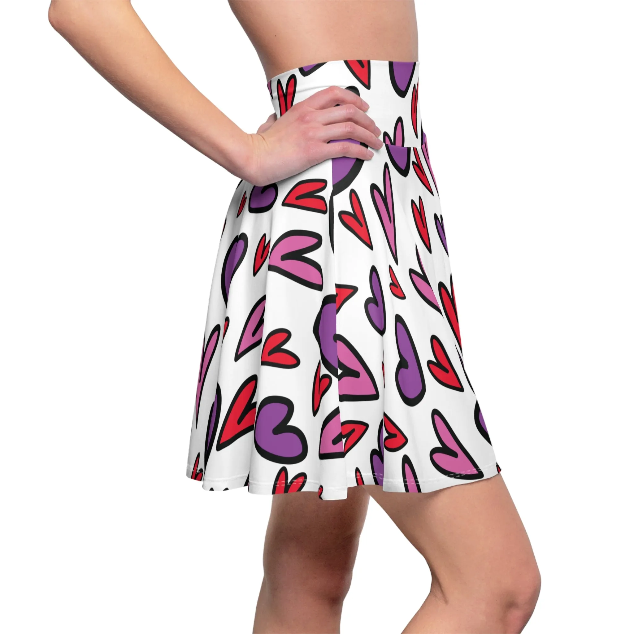 Valentines Heart Womens Skater Skirt - Saiko Studio