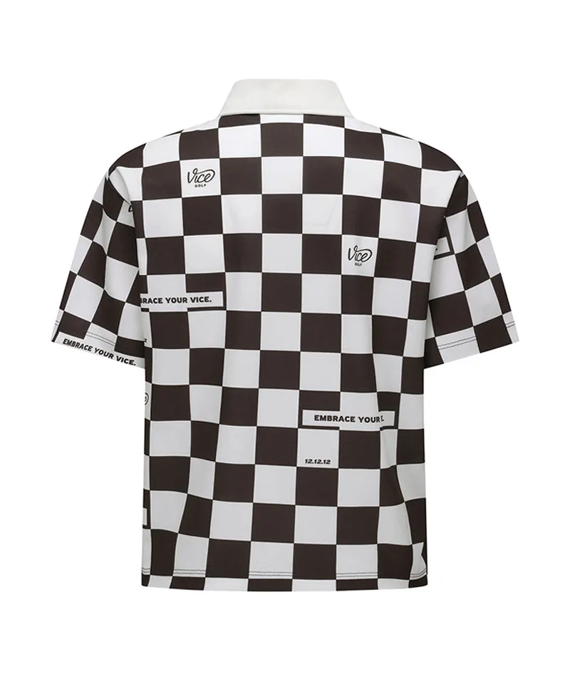 Vice Golf Atelier Women  Checkboard  Short T-Shirt - Brown