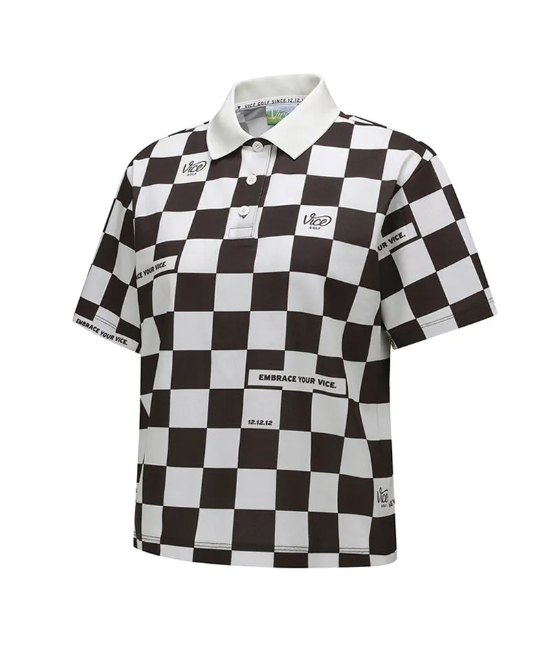 Vice Golf Atelier Women  Checkboard  Short T-Shirt - Brown