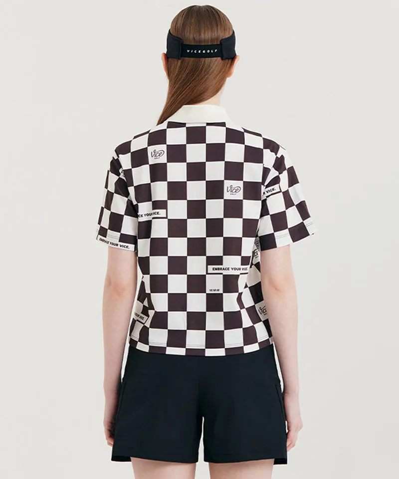 Vice Golf Atelier Women  Checkboard  Short T-Shirt - Brown