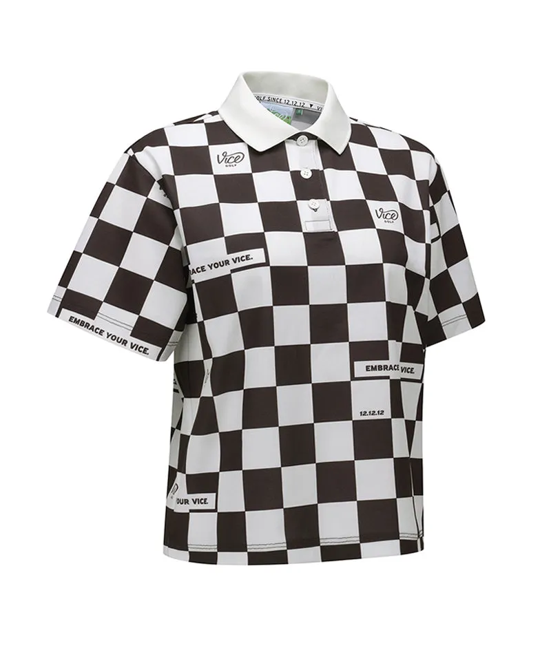 Vice Golf Atelier Women  Checkboard  Short T-Shirt - Brown