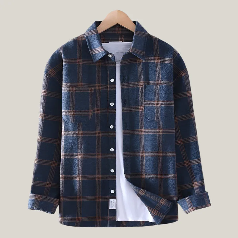 Vincenzo Flannel Shirt | Premium Checked Lumberjack Shirt in Blue for Men