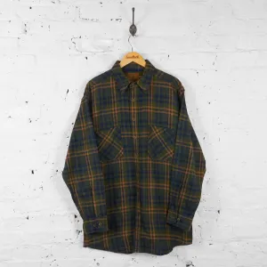 Vintage Checked Flannel Shirt - Green/Brown - L