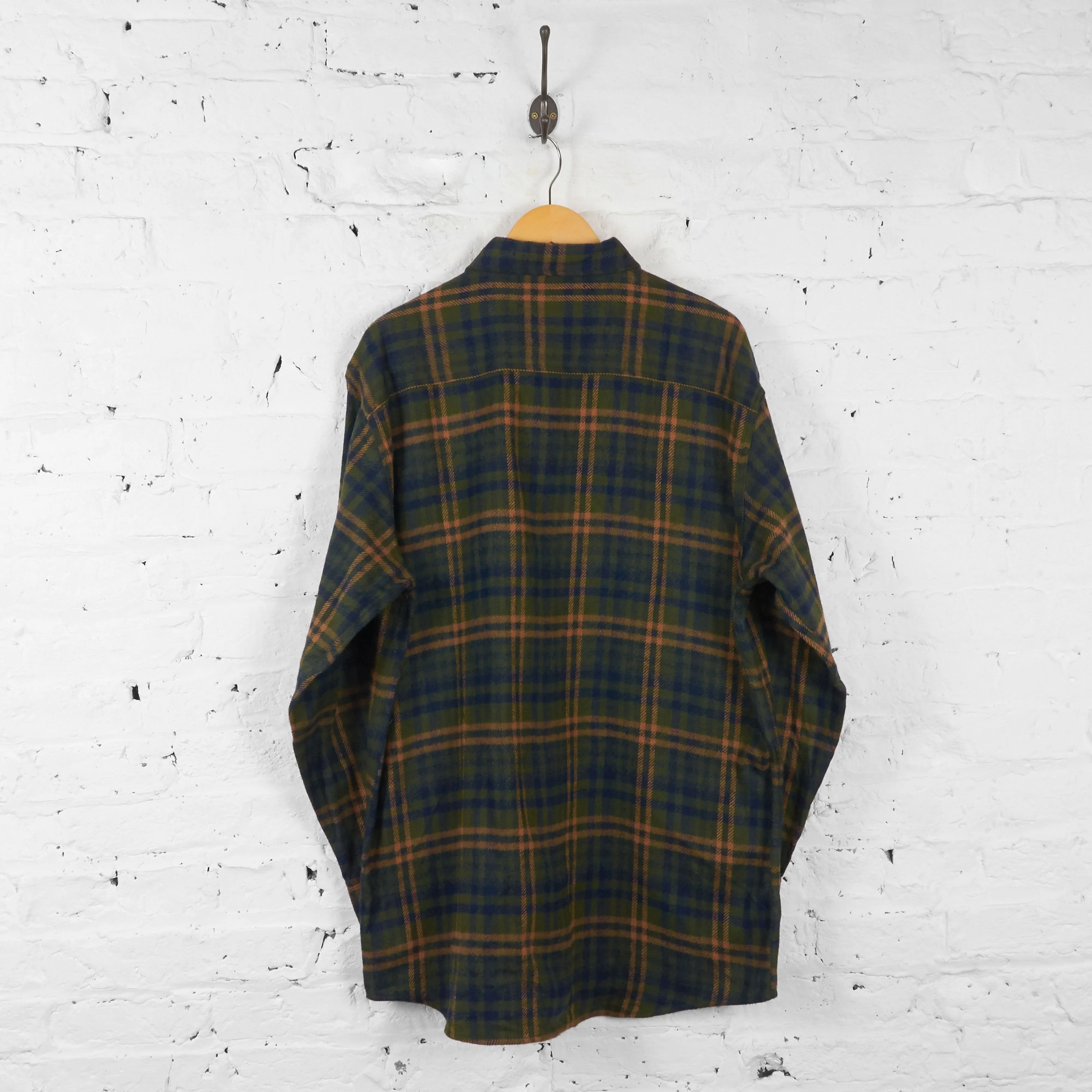 Vintage Checked Flannel Shirt - Green/Brown - L